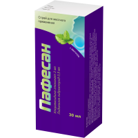 Пафесан (ментол) 2мг/0,5мг 30мл спрей д/местного прим (Хлоргексидин+Лидокаин)